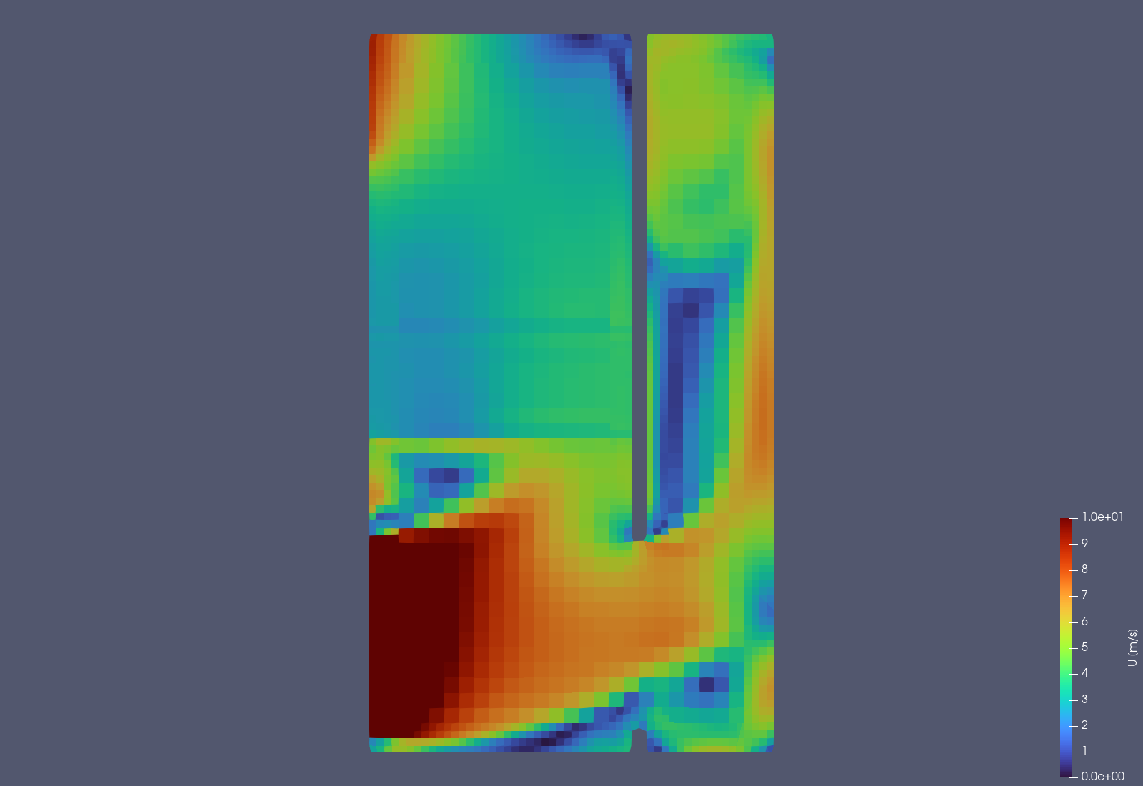 Campo di velocità CFD in cassone di ventilazione integrato