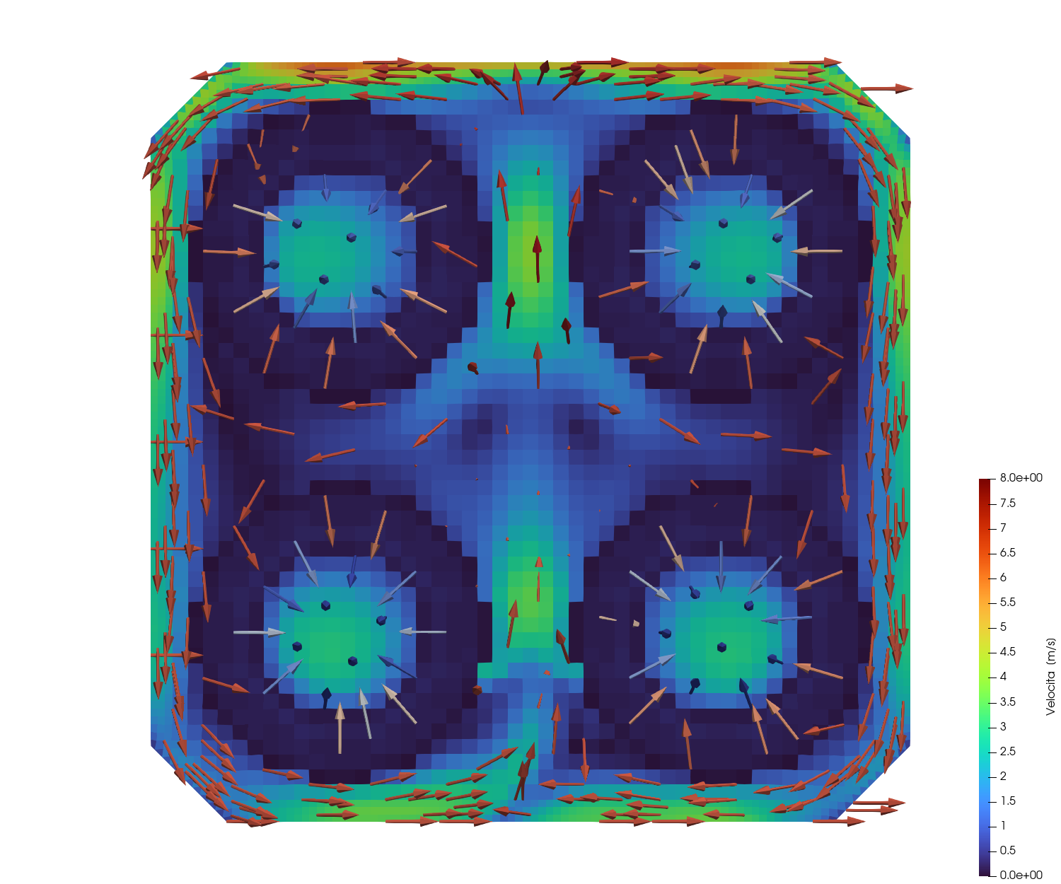 Campo di velocità CFD su filtro a cartucce industriale